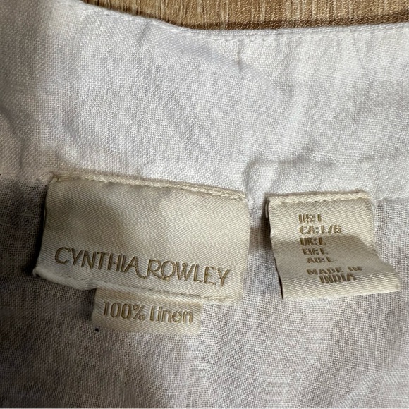 Cynthia Rowley White V Neck Popover Babydoll 100% Linen Women's Top Blouse L EUC - Picture 3 of 5